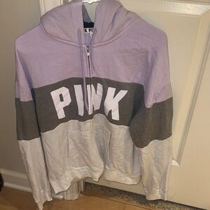 Victoria's Secret Pink Zip-Up Hoodie in Light Purple - large - like new